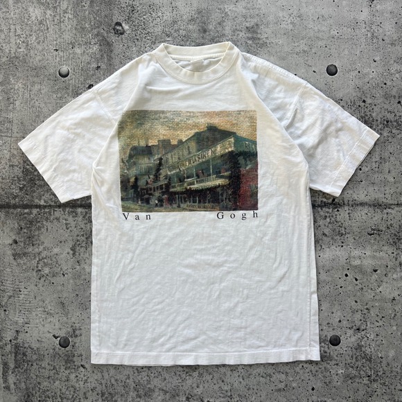 Van Gogh Other - Vintage Van Gogh T-Shirt Men Large White The Restaurant de la Sirène 90s Art